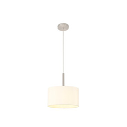 Baymont Satin Nickel E27 Single Pendant With 30cm x 17cm Faux Silk Shade, Ivory Pearl/White Laminate - thumbnail 5