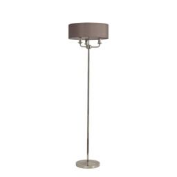 Banyan 3 Light Switched Floor Lamp With 45cm x 15cm Faux Silk Shade, Polished Nickel/Grey - thumbnail 5