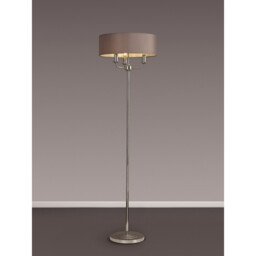 Banyan 3 Light Switched Floor Lamp With 45cm x 15cm Faux Silk Shade, Polished Nickel/Grey - thumbnail 2