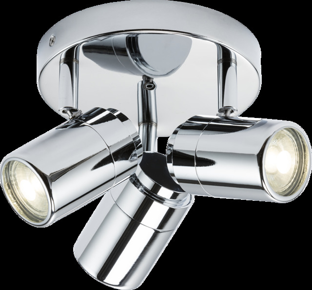 GU10 Triple Spotlight - Chrome 230V IP44 20W - image 1