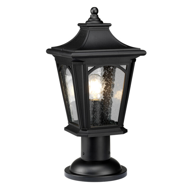 Bedford 1 Light Medium Pedestal Lantern - Mystic Black Finish, E27 - image 1