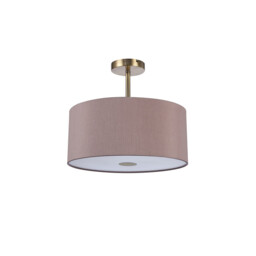 Baymont Antique Brass 3 Light E27 Semi Flush With 40cm x 18cm Dual Faux Silk Shade, Taupe/Halo Gold - thumbnail 5