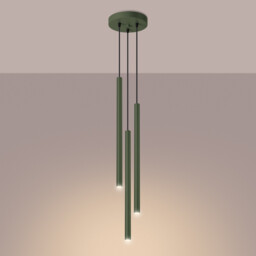 Pastelo Modern Cluster Drop Pendant Lamp 3 Light Olive Green - thumbnail 3