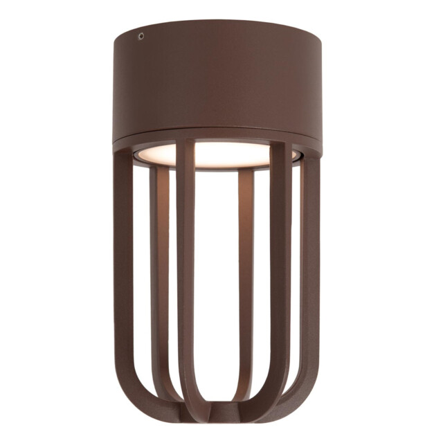 Lucide WELLS - Flush ceiling light Indoor/Outdoor - Ø 10 cm - LED - 1x8W 2700K - IP54 - Rust Brown - Essential - image 1