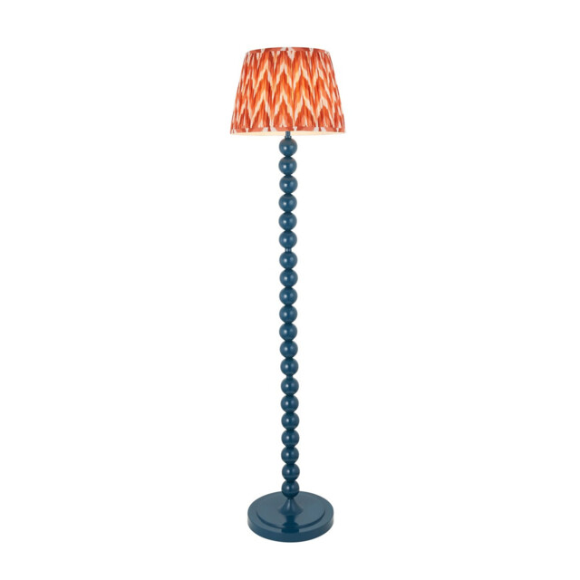 Higgledy Gloss Marlin Blue Paint Floor Lamp with Apricot Orange Fabric Zigzag Shade 35cm E27 - image 1
