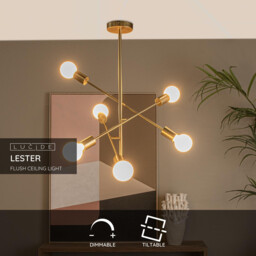 Lucide LESTER - Flush ceiling light - 6xE27 - Matt Gold / Brass - thumbnail 2