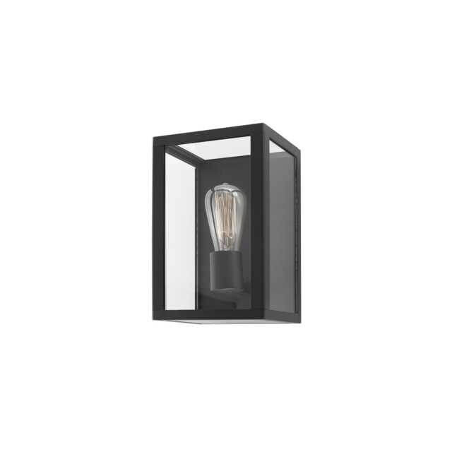 Zest Outdoor Wall Lantern Black Aluminium Clear Glass LED E27 IP54 - image 1