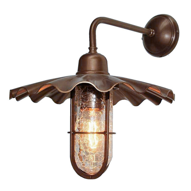 Ardle-A Outdoor Wall Light, Bronze & Antique Brass, Crackled Glass, IP65