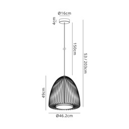 Smart 46cm Pendant, 43W LED, 3000K, 2600lm, Sand Black, 3yrs Warranty - thumbnail 3