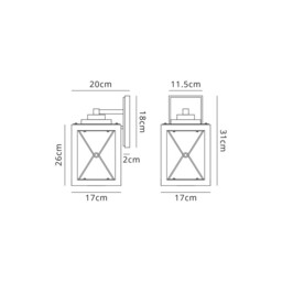 Clarendon Small Wall Lamp, 1 x E27, Wood Effect & Black, Clear Glass, IP54, 2yrs Warranty - thumbnail 2