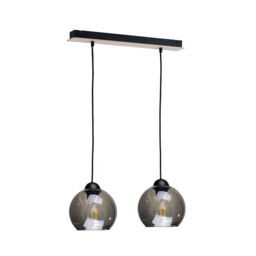 Wood Bar Pendant Ceiling Light Black, 50cm, 2x E27