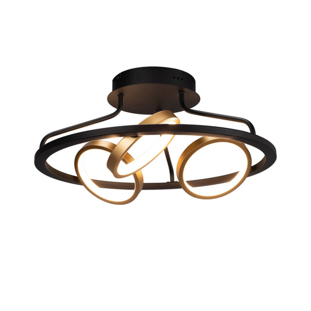 Geneseo Round Ceiling Lamp, 3 Ring, 25W LED, 3200K, 1375lm, Satin Black, Gold - image 1