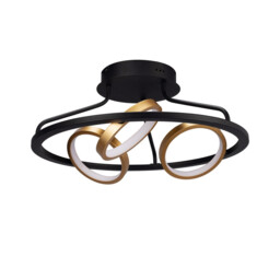 Geneseo Round Ceiling Lamp, 3 Ring, 25W LED, 3200K, 1375lm, Satin Black, Gold - thumbnail 5