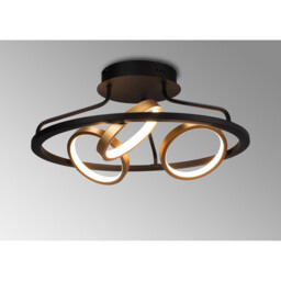 Geneseo Round Ceiling Lamp, 3 Ring, 25W LED, 3200K, 1375lm, Satin Black, Gold - thumbnail 3