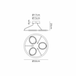 Geneseo Round Ceiling Lamp, 3 Ring, 25W LED, 3200K, 1375lm, Satin Black, Gold - thumbnail 2