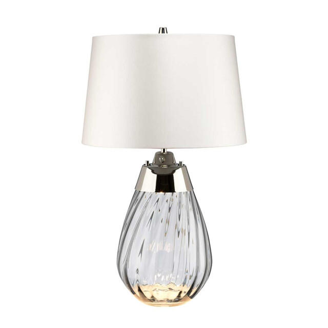 Lena 2 Light Small Smoke Table Lamp with Off-white Shade, Smoke-tinted Glass , Off-White Shade, E27 - image 1