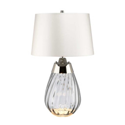 Lena 2 Light Small Smoke Table Lamp with Off-white Shade, Smoke-tinted Glass , Off-White Shade, E27 - thumbnail 1