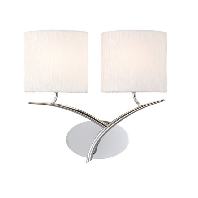 Eve Wall Lamp Switched 2 Light E27, Polished Chrome with White Oval Shades - image 1