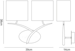 Eve Wall Lamp Switched 2 Light E27, Polished Chrome with White Oval Shades - thumbnail 2