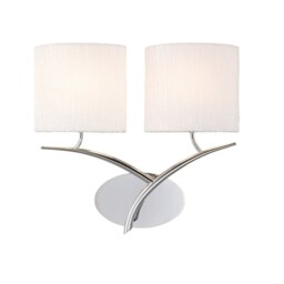 Eve Wall Lamp Switched 2 Light E27, Polished Chrome with White Oval Shades - thumbnail 1