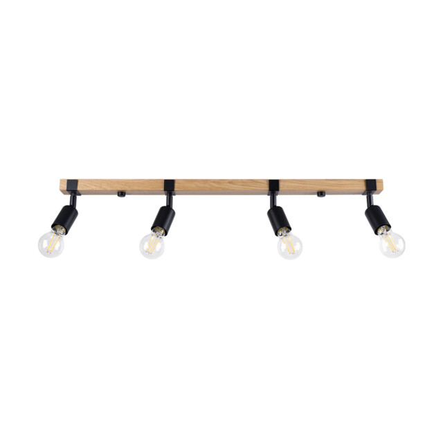 Zuca Modern Ceiling Spotlight Bar Wood, Black 4x E27 - image 1