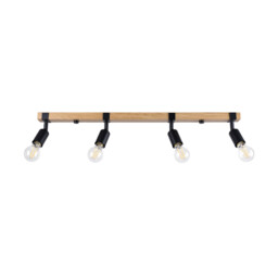 Zuca Modern Ceiling Spotlight Bar Wood, Black 4x E27 - thumbnail 1