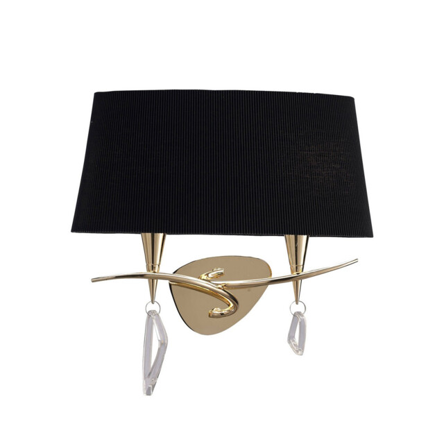 Mara Wall Lamp Switched 2 Light E14, French Gold With Black Shade - image 1