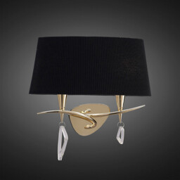 Mara Wall Lamp Switched 2 Light E14, French Gold With Black Shade - thumbnail 2