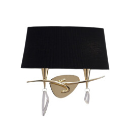 Mara Wall Lamp Switched 2 Light E14, French Gold With Black Shade - thumbnail 1