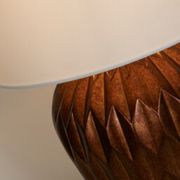 Rosetta Table Lamp, Bronze Resin and White Linen Shade - thumbnail 3