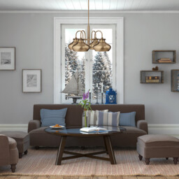 Hinkley Congress Pendant Light Multi Arm Dome Shades 4x E27 Brushed Caramel - thumbnail 2