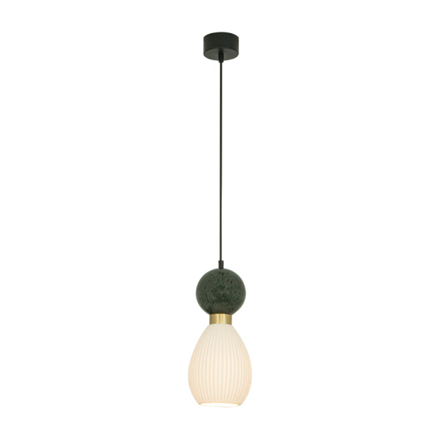 Galara Slim Pendant Ceiling Light Sandy Black-Brass-Green Marble 1XE14 - image 1