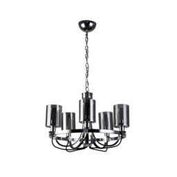 Catalina 5 Light Multi Arm Ceiling Pendant Chrome, Smokey, Glass, E14 - thumbnail 2