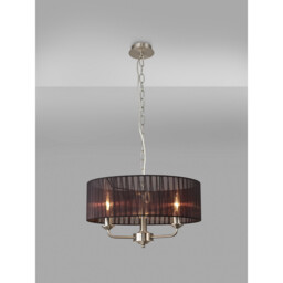 Banyan 3 Light Multi Arm Pendant With 45cm x 15cm Organza Shade Satin Nickel/Black - thumbnail 2
