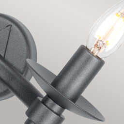 Warwick 2 Light Indoor Candle Wall Light Graphite Black, E14 - thumbnail 3