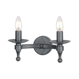 Warwick 2 Light Indoor Candle Wall Light Graphite Black, E14 - thumbnail 1