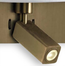 Bahia Wall Lamp with Large Back Plate E27 + Reading Light 3W LED with White Shade Bronze 4000K, 200lm, - thumbnail 3