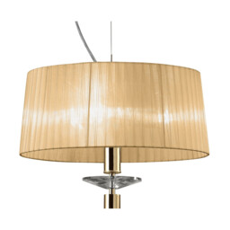 Tiffany Pendant 3+1 Light E27+G9, French Gold With Soft Bronze Shade & Clear Crystal - thumbnail 5