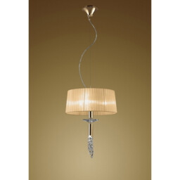 Tiffany Pendant 3+1 Light E27+G9, French Gold With Soft Bronze Shade & Clear Crystal - thumbnail 2