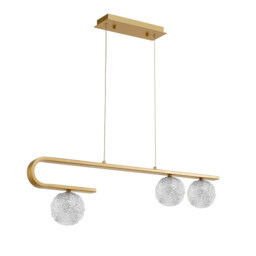 Mirano 3 Light Bar Pendant Ceiling Light Clear Structured Glass, Brass Gold LED G9 - thumbnail 1