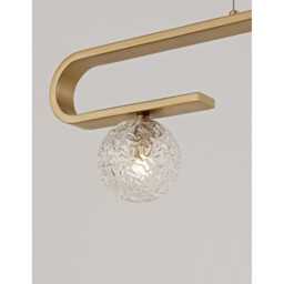 Mirano 3 Light Bar Pendant Ceiling Light Clear Structured Glass, Brass Gold LED G9 - thumbnail 3
