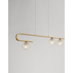 Mirano 3 Light Bar Pendant Ceiling Light Clear Structured Glass, Brass Gold LED G9 - thumbnail 2
