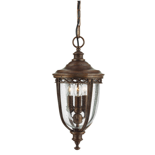 English Bridle 3 Light Medium Outdoor Ceiling Chain Lantern British Bronze, E14 - image 1
