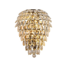 Coniston IP Tall Wall Lamp, 6 Light G9, IP44, French Gold/Crystal - thumbnail 1