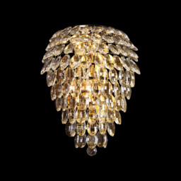 Coniston IP Tall Wall Lamp, 6 Light G9, IP44, French Gold/Crystal - thumbnail 2