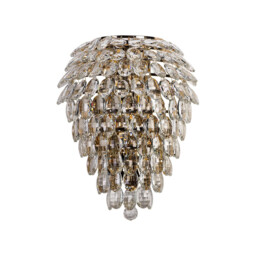 Coniston IP Tall Wall Lamp, 6 Light G9, IP44, French Gold/Crystal - thumbnail 3