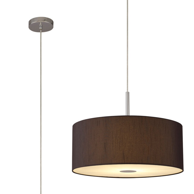 Baymont Polished Chrome E27 Single Pendant With 50cm x 20cm Faux Silk Shade, Black/White Laminate - image 1
