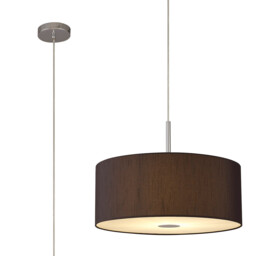Baymont Polished Chrome E27 Single Pendant With 50cm x 20cm Faux Silk Shade, Black/White Laminate - thumbnail 1