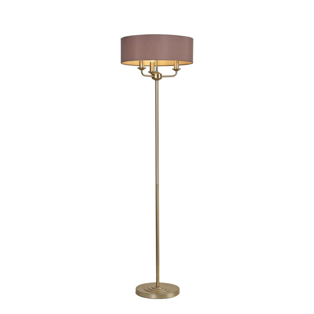 Banyan 3 Light Switched Floor Lamp With 45cm x 15cm Dual Faux Silk Fabric Shade Champagne Gold/Taupe - image 1
