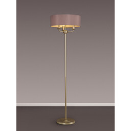 Banyan 3 Light Switched Floor Lamp With 45cm x 15cm Dual Faux Silk Fabric Shade Champagne Gold/Taupe - thumbnail 2